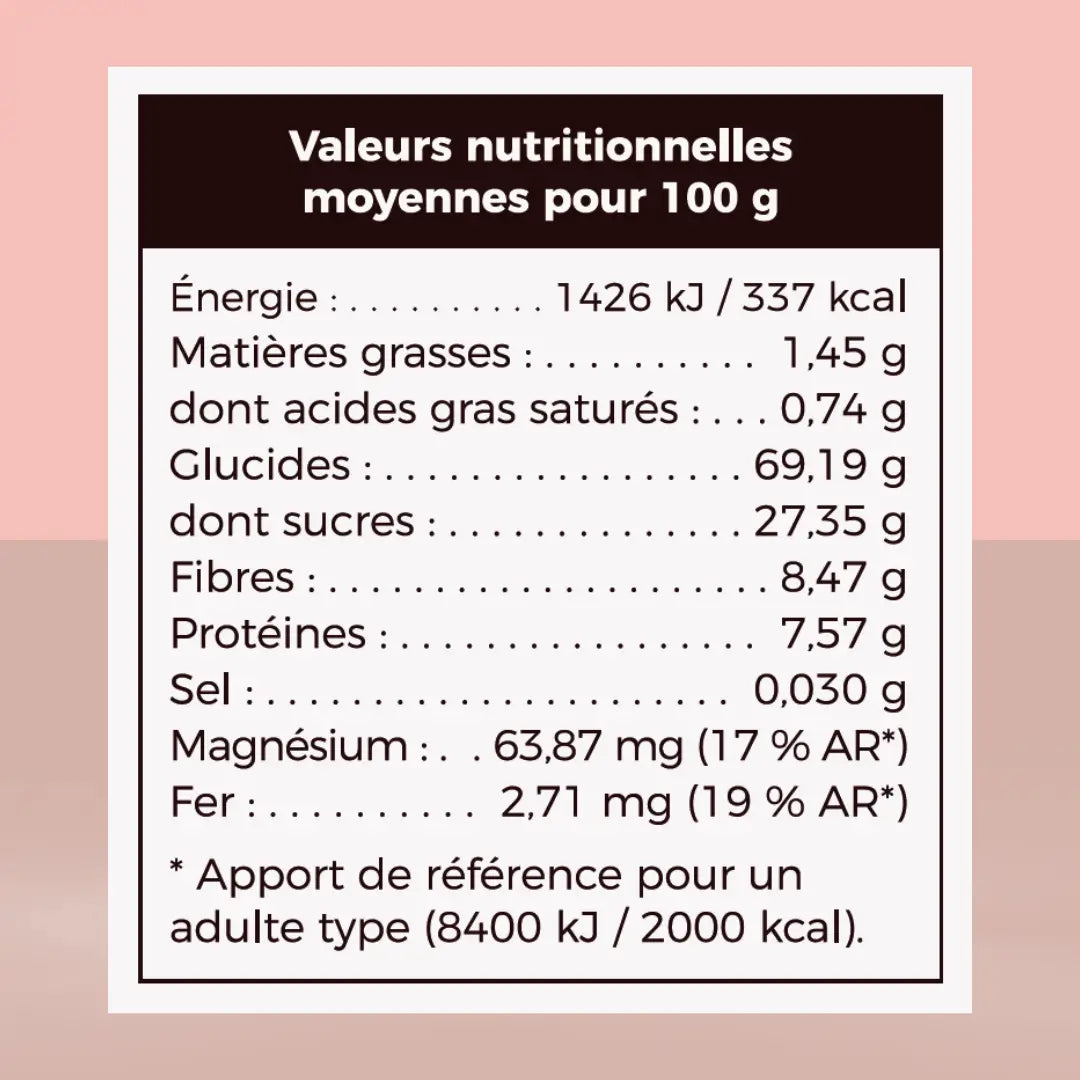 Valeurs nutriotionnelles de la Talbina (porridge) Pomme Cannelle