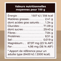 Valeurs nutriotionnelles de la Talbina (porridge) Chocolat